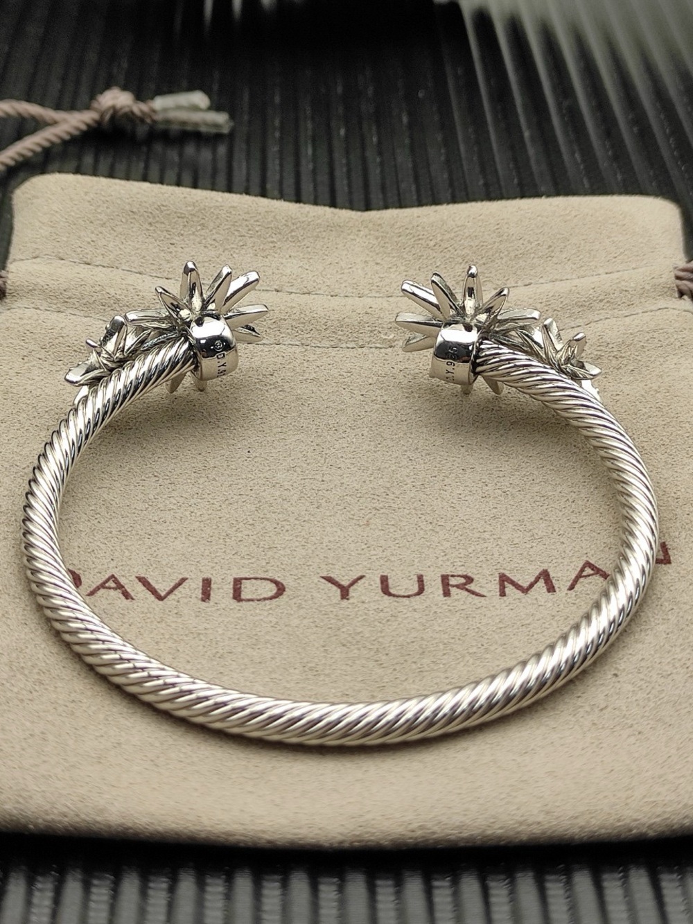 David Yurman Silver Starburst Cable Cuff Bracelet - Picture 5 of 6